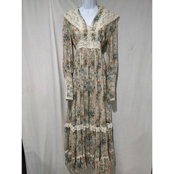 Gunne Sax Dresses & Skirts - SOLD Vintage Gunne Sax Maxi Dress Rare Pastel Striped Prairie Cottagecore 13